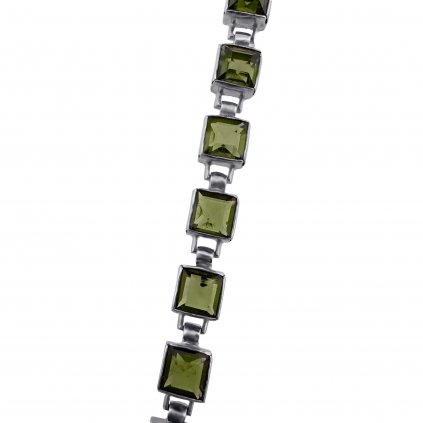 Stříbrný náramek s vltavíny P49 0008