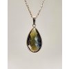 Luxury gold drop-shaped cut Moldavite pendant P2000307610009
