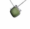 Silver necklace with Moldavite, semi-polished P2000318920005