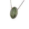 Gold necklace with Moldavite, semi-polished P2000312970006