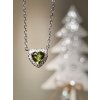 Silver necklace with Moldavite and zircons, heart P2000333700002