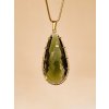 Unique gold pendant with drop-shaped Moldavite P2000322160008