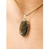 Gold pendant with Moldavite, oval, semi-cut P2000297510006