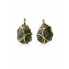 Golden earrings with raw Moldavite stones 2000046840002