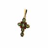 Gold pendant with vltavinia and garnets P2000281970007