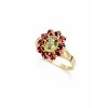 Gold ring with Moldavite and garnets 2000335850002