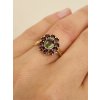 Gold ring with Moldavite and garnets 2000335850002