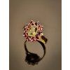 Gold ring with Moldavite and garnets 2000335850002