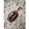 Silver pendant with Moldavite and garnets 2000085350005