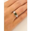 Stříbrný prsten s vltavínem a zirkony P30 0052