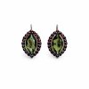 Moldavite earring in silver with garnet 2000085850000