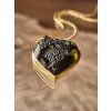 Zlatý přívěsek s vltavínem  srdce P21 0064