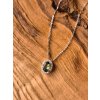 Stříbrný náhrdelník s vltavínem a zirkony P34 0034