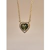 Zlatý náhrdelník s vltavínem,srdce P23 0017