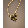 Zlatý náhrdelník s vltavínem,srdce P23 0017