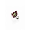 Stříbrný prsten s vltavínem a granáty P30 0092