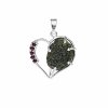 Stříbrný přívěsek s vltavínem a granáty srdce 37 0374