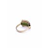 Moldavite ring in gold with garnet 2000266700001