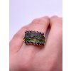 Moldavite ring in gold with garnet 2000266700001