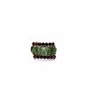 Moldavite ring in gold with garnet 2000266700001