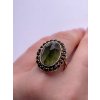 Moldavite ring in gold with garnet 2000275050005