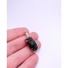 Moldavite pendant in gold with garnet 2000168910003