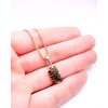 Moldavite pendant in gold with garnet 2000266660008