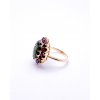 Moldavite ring in gold with garnet 2000124930007