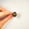 Moldavite ring in gold with garnet 2000124930007