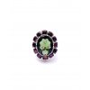 Moldavite ring in gold with garnet 2000124930007