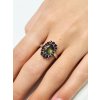 Moldavite ring in silver with garnet 2000288940003