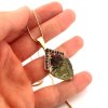 Moldavite pendant in gold with garnet 2000276160000