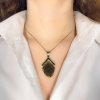 Moldavite pendant in gold with garnet 2000276160000