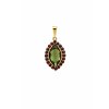 Moldavite pendant in gold with garnet 2000091220002