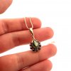 Moldavite pendant in gold with garnet 2000282100007