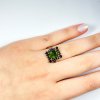 Moldavite ring in silver with garnet 2000289110009