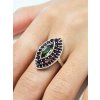 Moldavite ring in silver with garnet 2000139910001