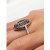 Moldavite ring in silver with garnet 2000139910001