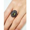 Moldavite ring in silver with garnet 2000289060007