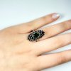 Moldavite ring in silver with garnet 2000121430005