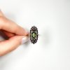 Moldavite ring in silver with garnet 2000121430005