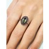 Moldavite ring in silver with garnet 2000289080005