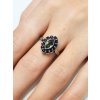 Moldavite ring in silver with garnet 2000289450006