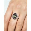 Moldavite ring in silver with garnet 2000289190001