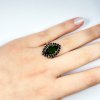 Moldavite ring in silver with garnet 2000288910006