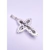 Stříbrný přívěsek  kříž s broušenými vltavíny a zirkony P47 0005