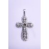 Stříbrný přívěsek kříž s broušeným vltavínem a zirkony 2000175970007