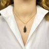 Moldavite pendant in gold with garnet 2000168870000