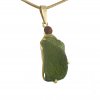Moldavite pendant in gold with garnet 2000169060004