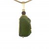 Moldavite pendant in gold with garnet 2000169060004
